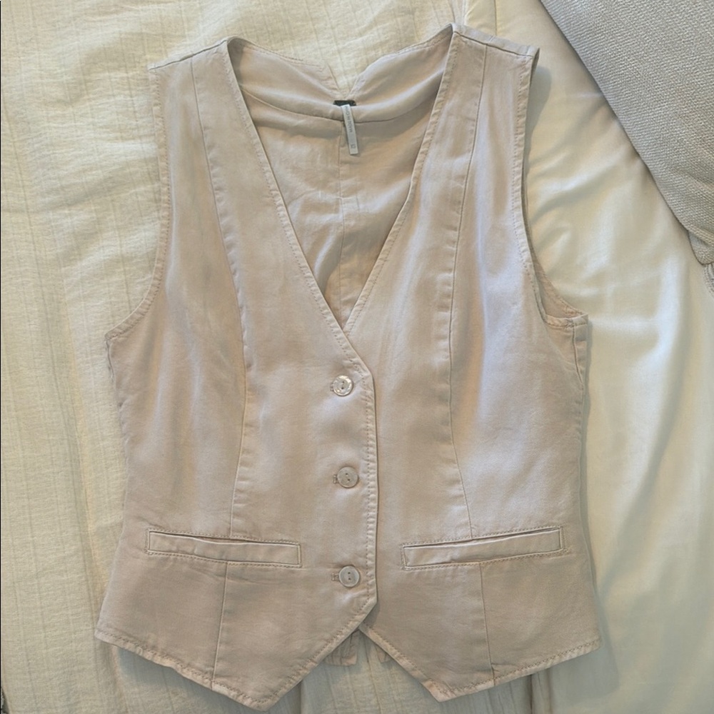 Beige Button Down Vest